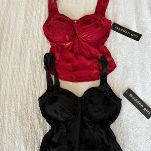 Madden Girl Scarlet and Ebony Bustier Tops